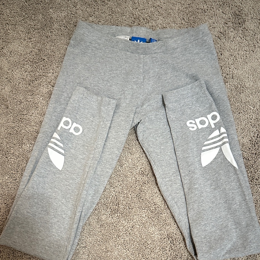Adidas Light Gray Logo Leggings
